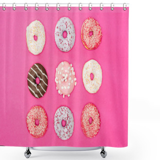 Personality  Several Donuts With Various Glaze   Shower Curtains