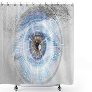 Personality  Close Up Eye Of Technologies In The Future, Selective Focus Shower Curtains
