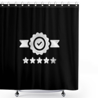 Personality  Badge Silver Plated Metallic Icon Shower Curtains