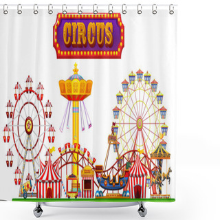 Personality  A Circus Fun Fair On White Background Illustration Shower Curtains
