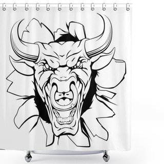 Personality  Bull Mascot Smashing Out Shower Curtains