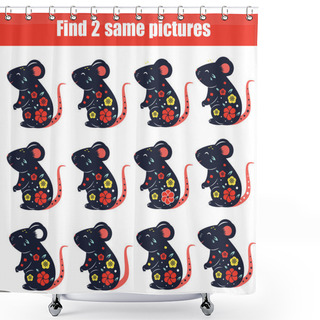 Personality  Children Educational Game. Find Two Same Pictures Of Rat Shower Curtains