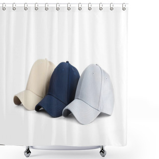 Personality  Baseball Caps On White Background. Mock Up For Design Shower Curtains