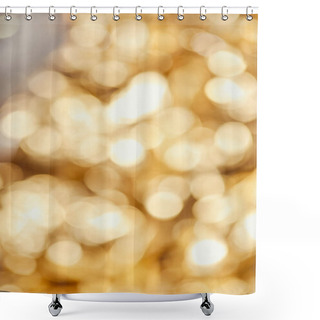 Personality  Bright Blurred Golden Twinkles And Sparkles On Grey Background Shower Curtains