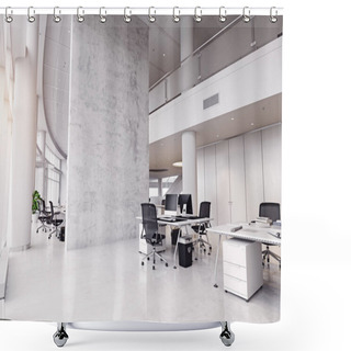 Personality  Modern Office Building Interior In 3D Shower Curtains