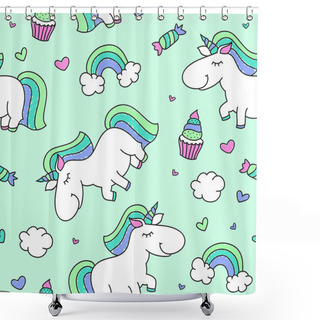 Personality  Unicorn And Rainbow Shower Curtains