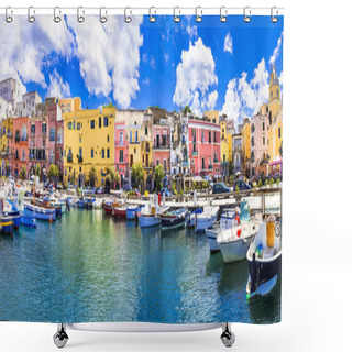 Personality  Colors Of Mediterranean Series - Procida Island, Italy Shower Curtains