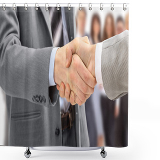 Personality  Handshake Isolated On Business Background Shower Curtains