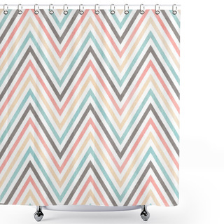 Personality  Watercolor Light Pink, Blue, Gray And Beige Stripes Background, Chevron Shower Curtains