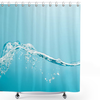 Personality  Transparent Pure Wavy Water With Drops On Blue Background Shower Curtains