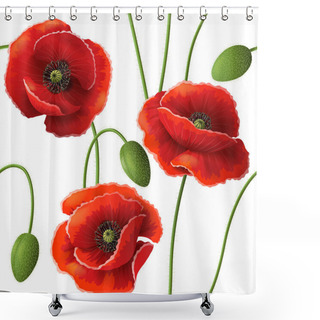 Personality  Poppy Pattern Shower Curtains