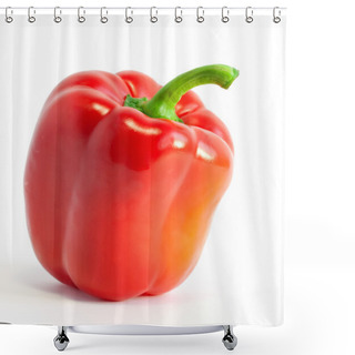 Personality  Red Sweet Pepper Over White Background Shower Curtains