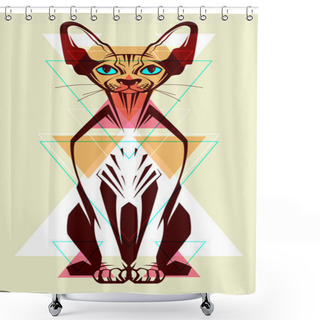 Personality  Cat. Fashion Illustration Shower Curtains