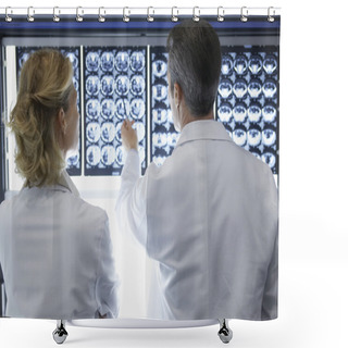 Personality  Doctors Discussing Brain Scans Shower Curtains