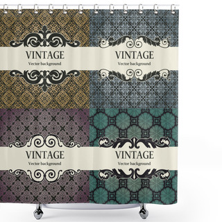 Personality  Set Of Vintage Vector Background Shower Curtains