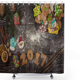 Personality  Gingerbreads For New 2017 Years Shower Curtains