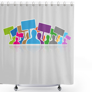 Personality  Silhouette Group Of Demonstrators Shower Curtains