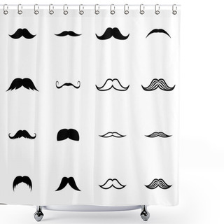Personality  Vector Black Moustaches Icon Set Shower Curtains