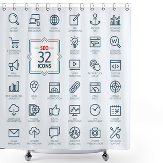 Personality  Outline Web Icons Set - SEO Shower Curtains