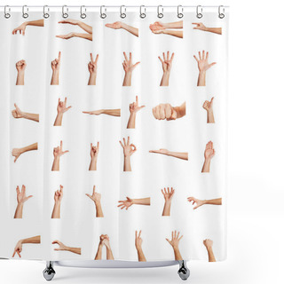 Personality  Collage Of Hands On White Backgrounds Shower Curtains