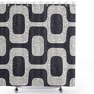 Personality  Abstract Black And White Pavement Pattern Shower Curtains