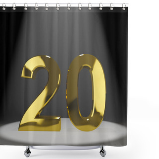 Personality  Gold 20th Or Twenty 3d Number Representing Anniversary Or Birthd Shower Curtains