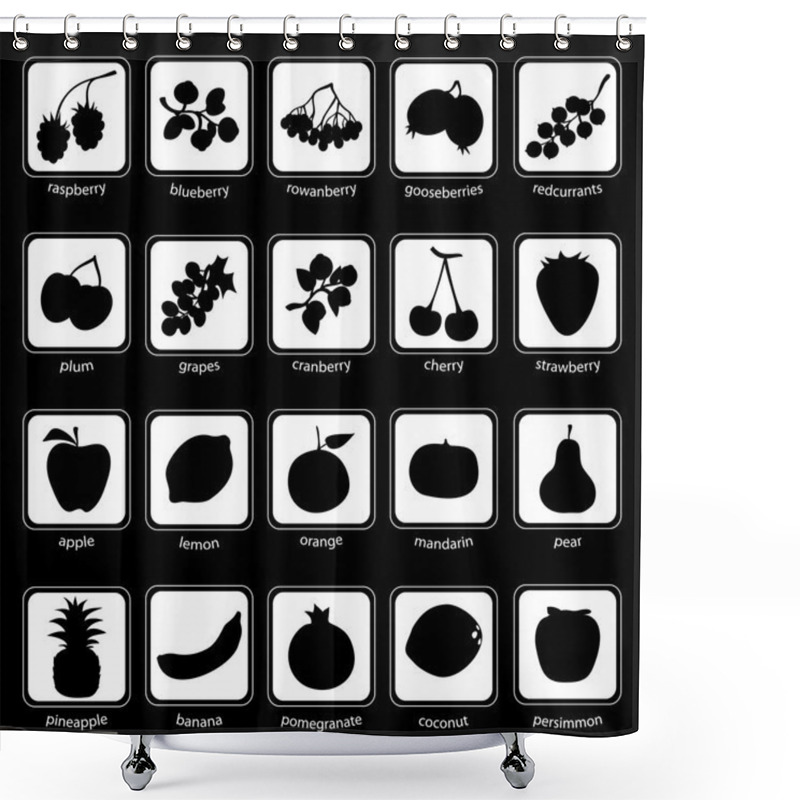 Personality  Fruit And Berries Icon Set Shower Curtains