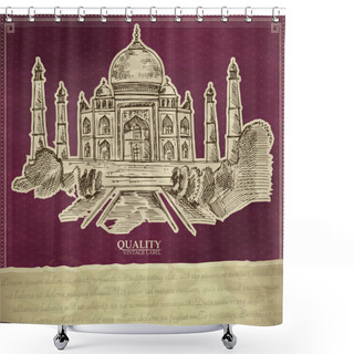 Personality  Vintage Qualuty Label With Indian Taj Mahal. Shower Curtains