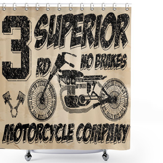 Personality  Vintage Motorbike Race Hand Drawing T-shirt Printing Shower Curtains