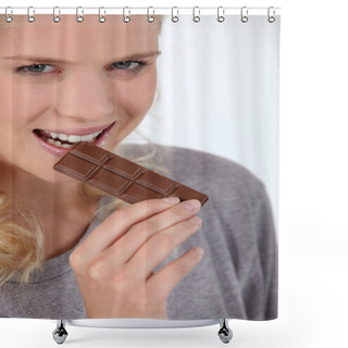 Personality  Woman Eating Chocolate Shower Curtains