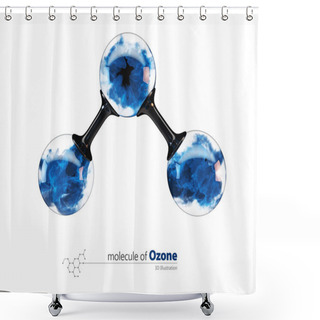 Personality  3d Illustration, Molecule Of Ozone, Isolated White Shower Curtains