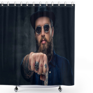 Personality  Hipster's Fingers With Ring Shower Curtains