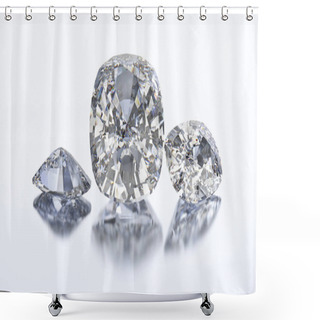 Personality  3D Illustration Three Cushion Diamond Stone  Shower Curtains