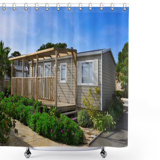 Personality  Mobile Home In A Campsite Shower Curtains