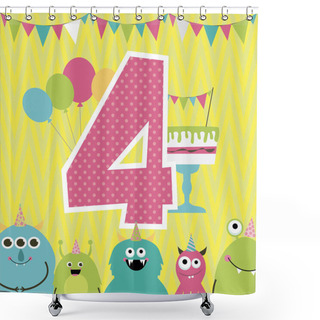Personality  Monster Birthday Party Invitation Card Shower Curtains