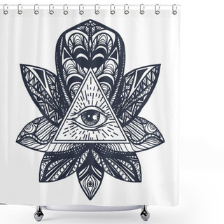 Personality  Eye On Lotus Tattoo Shower Curtains