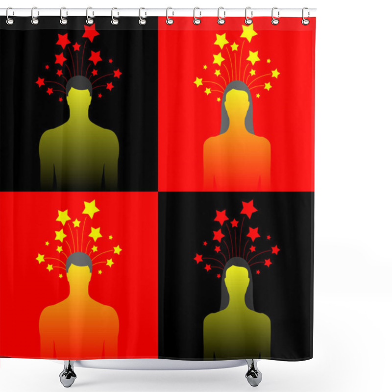 Personality  Silhouette Of Human With Stars Shower Curtains