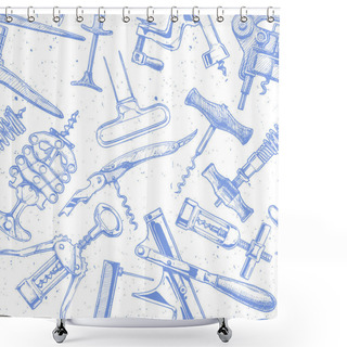 Personality  Seamless Pattern With Different Corkscrews Shower Curtains