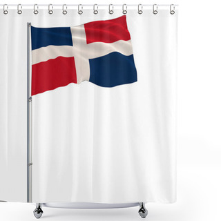 Personality  Flag Of Dominican On The Flagpole Fluttering In The Wind On White Background, 3d Rendering. Shower Curtains