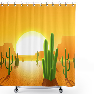 Personality  Cactus Plants In Desert Shower Curtains