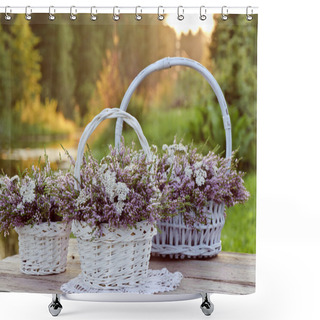 Personality  Bouquets Of Flowers In Baskets Shower Curtains