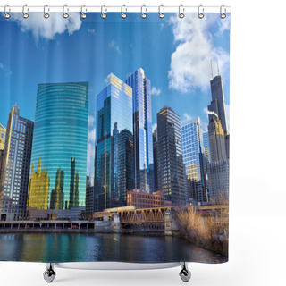 Personality  Chicago River Skyline Shower Curtains