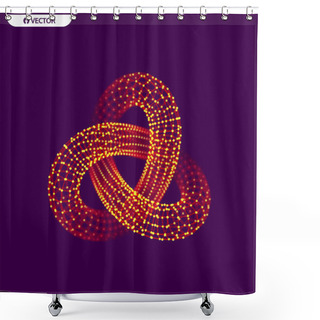 Personality  Trefoil Knot. Object With Connected Lines And Dots. 3D Grid Design. Molecular Structure. Vector Illustration.  Shower Curtains
