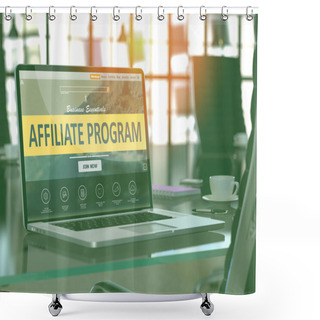 Personality  Affiliate Program Concept On Laptop Screen. Shower Curtains