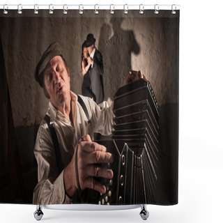 Personality  Two Dancers Near Bandoneon Player Shower Curtains