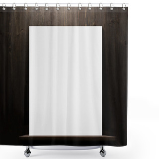 Personality  Wooden Shelf With Blank Poster Shower Curtains