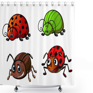 Personality  Ladybugs, Glowworm, Colorado Beetle Cartoon Characters Shower Curtains