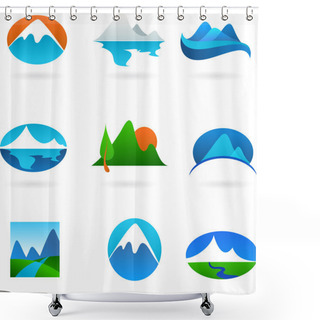 Personality  Collection Of Mountain Related Icons Shower Curtains