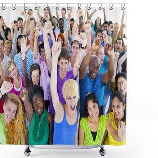 Personality  Large Group Of People Celebrating Shower Curtains