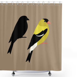 Personality  American Goldfinch  Vector Illustration Style Flat Shower Curtains